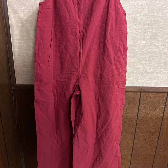 NWT Red Adjustable Straps Wide Leg Romper Jumpsuit Size Medium - Picture 11 of 11